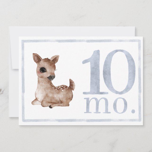 Baby Boy Watercolor Meilenstein 10 Monate alte Kar Einladung (Vorderseite)