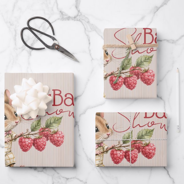 Baby Boy Woodland Animal Shower Geschenkpapier Set (Vorderseite)