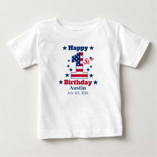 Baby Boy's 1. Geburtstag 4. Juli Custom White T-shirt