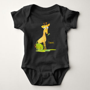 Baby Boys Aquarell Giraffe Personalisiertes Tier Strampler