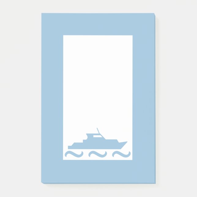 Baby Boy's Blue Boat Post-it Klebezettel (Vorderseite)