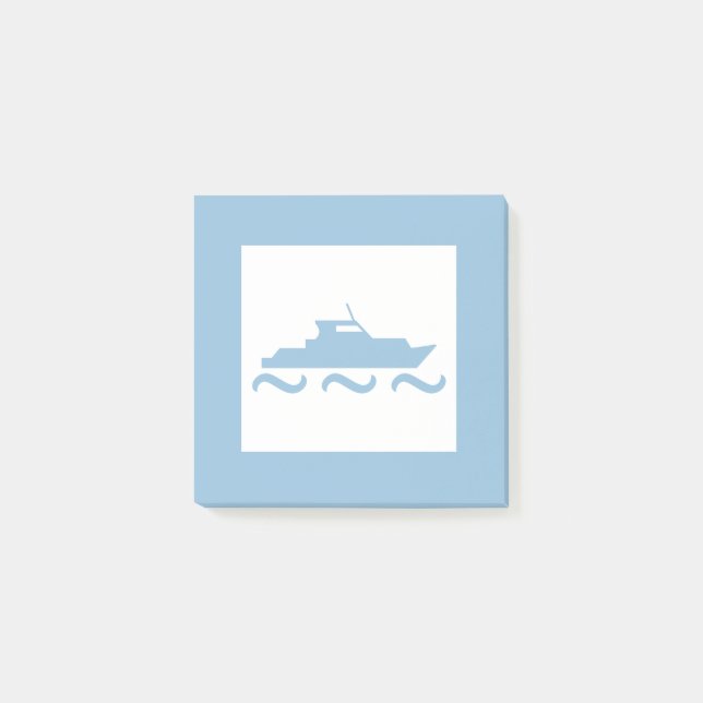 Baby Boy's Blue Boat Post-it Klebezettel (Vorderseite)