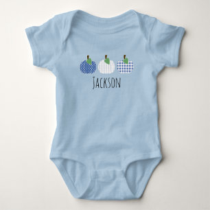 Baby Boys Blue Pumpkin Trio Baby Strampler