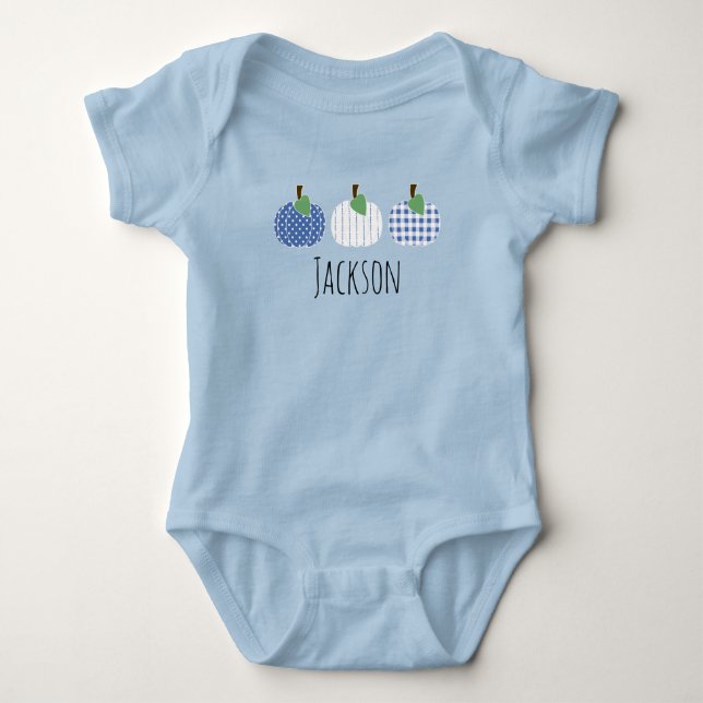 Baby Boys Blue Pumpkin Trio Strampler (Vorderseite)
