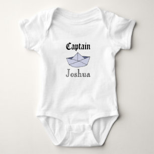 Baby Boy's Captain Marine Origami Paper Boat Name Baby Strampler
