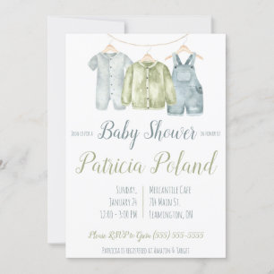 Baby Boy's Clothes auf Clothesline Baby Shower  Einladung