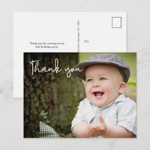 Baby Boys erster Geburtstag Danke Foto Postkarte