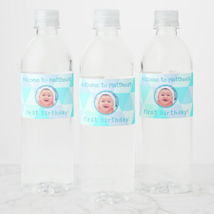 Baby Boys erster Geburtstag Flaschenetikett Wasserflaschenetikett