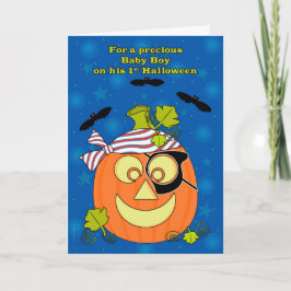 Baby Boy's erstes Halloween Pumpkin Pirate und Fle Karte