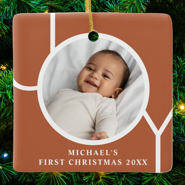 Baby Boy's First Christmas Foto Terracotta Keramikornament (Von Creator hochgeladen)