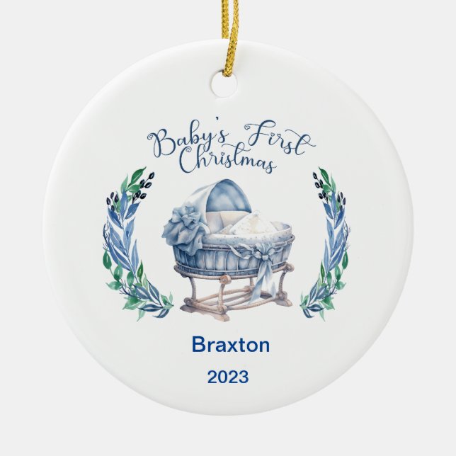 Baby Boy's First Christmas Keramik Ornament (Vorne)