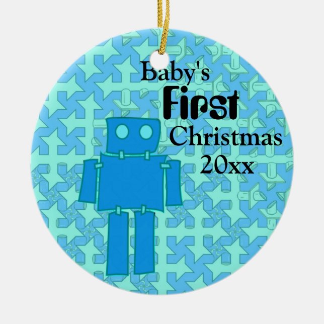 Baby Boy's First Christmas Keramik Ornament (Vorne)