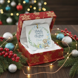Baby Boy's First Christmas Personalisiert Name Fot Keramikornament