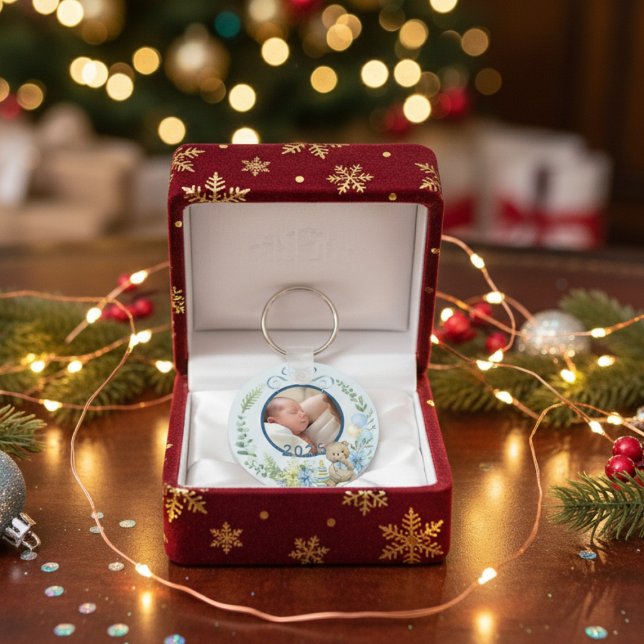 Baby Boy's First Christmas Personalisiert Name Fot Schlüsselanhänger (Von Creator hochgeladen)