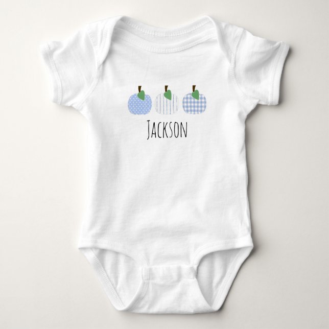 Baby Boys Light Blue Pumpkin Trio Strampler (Vorderseite)