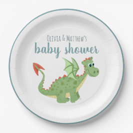 Baby Boys Magical Green Dragon Baby Dusche Pappteller