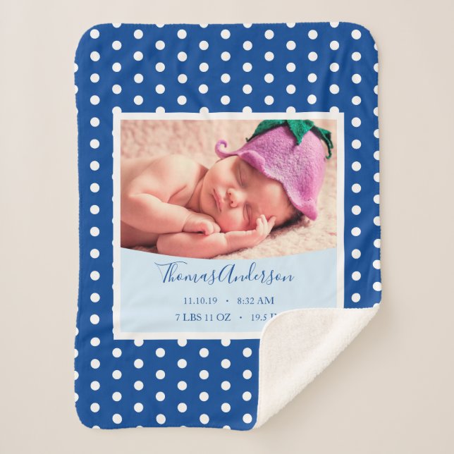 Baby Boys mit Geburtsstaten und Foto Sherpadecke (Vorderseite)