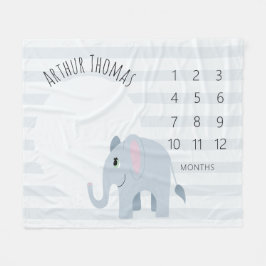 Baby Boys Niedlich Blue Elephant Safari Milestone Fleecedecke