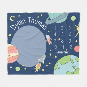 Baby Boys Niedlich Space Rocket Ship Meilenstein Fleecedecke