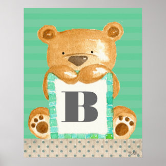 Baby Boys Room Monogram Teddy Bären Poster