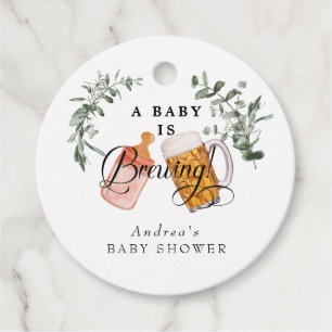 Baby Brauen Wasserfarben-Baby-Dusche Geschenkanhänger