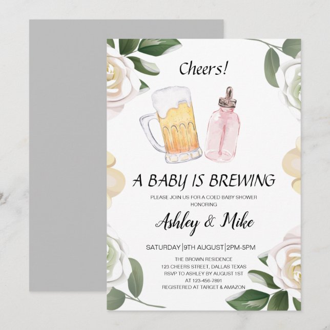 Baby Braut Beers & Cheers Coed Baby Dusche I Einladung (Vorne/Hinten)