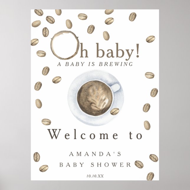 Baby braut Begrüßungskaffee Babydusche Party Poster (Vorne)