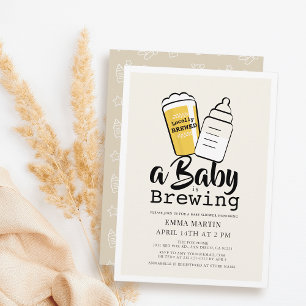 Baby braut Bier Babyflasche Beige Babyparty Einladung