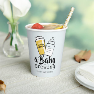 Baby braut Bier Babyflasche Blau Babyparty Pappbecher