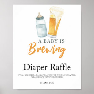 Baby braut Bier Dusche Windeln Tombola Poster