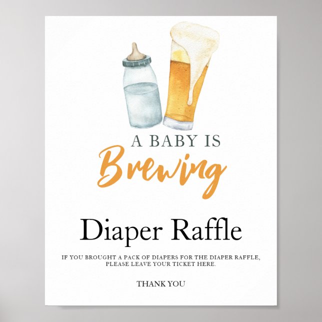 Baby braut Bier Dusche Windeln Tombola Poster (Vorne)