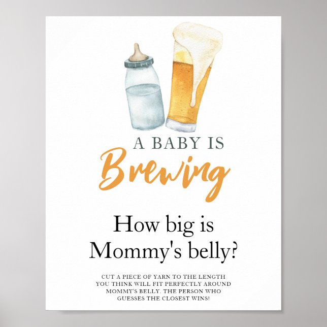 Baby braut Bier Wie groß ist Mama's Bauch Poster (Vorne)