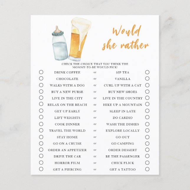 Baby braut Bier Würde sie lieber (Vorderseite)