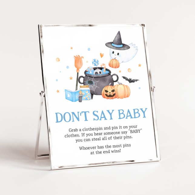 Baby braut blaues Halloween Don't Say Baby Poster (Baby is Brewing Baby Shower Don't Say Baby Sign)