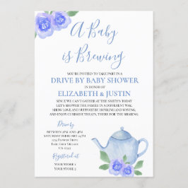 Baby Braut Blue Teekanne Drive mit Babydusche Einladung