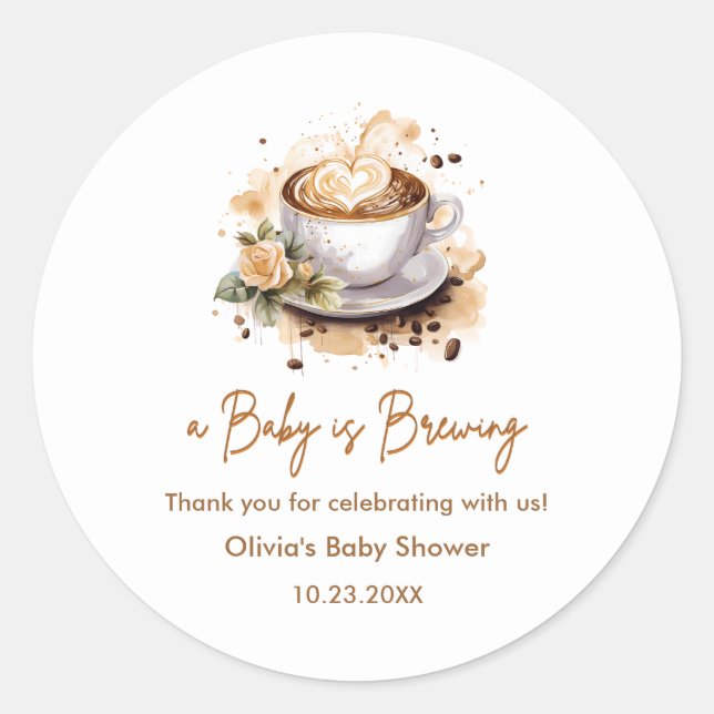 Baby Braut Brown Coffee Baby Dusche Vielen Dank Runder Aufkleber (Vorderseite)