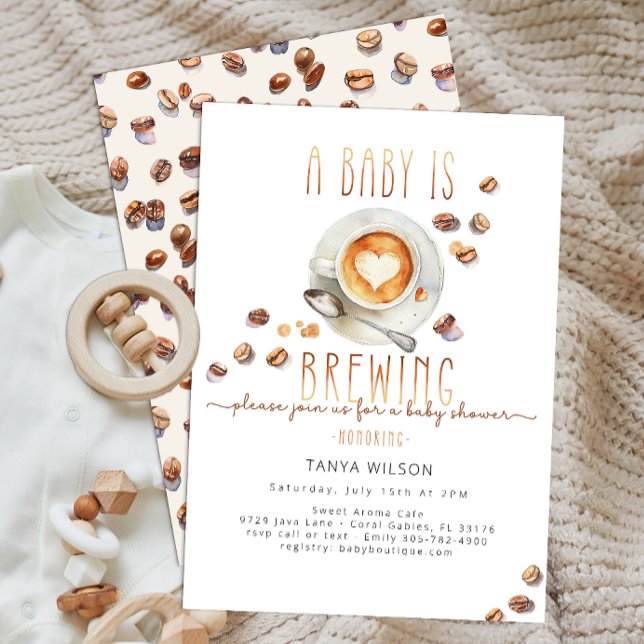 Baby Braut Coffee Baby Dusche | bearbeitbar Einladung (A Baby Is Brewing Baby Shower)