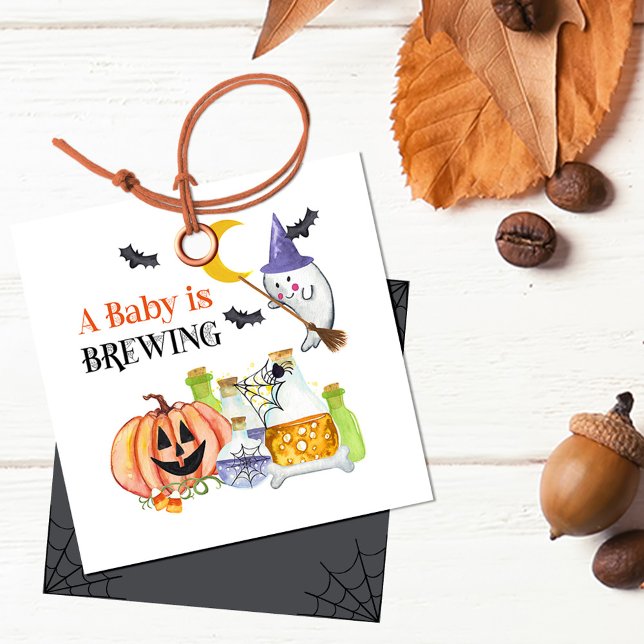 Baby Braut Ghost und Potion Baby Dusche Geschenkanhänger (A Baby is Brewing favor tags for your halloween baby shower or gender reveal)