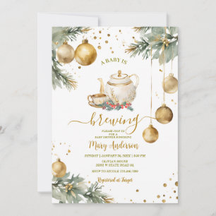 Baby Braut Gold Baubles Weihnachtsdusche Einladung