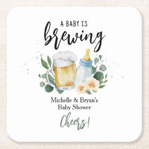 Baby Braut Grünes Baby Shower Prost Rechteckiger Pappuntersetzer