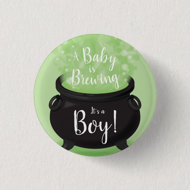 Baby Braut Hexendusche Halloween Cauldron Button (Vorderseite)