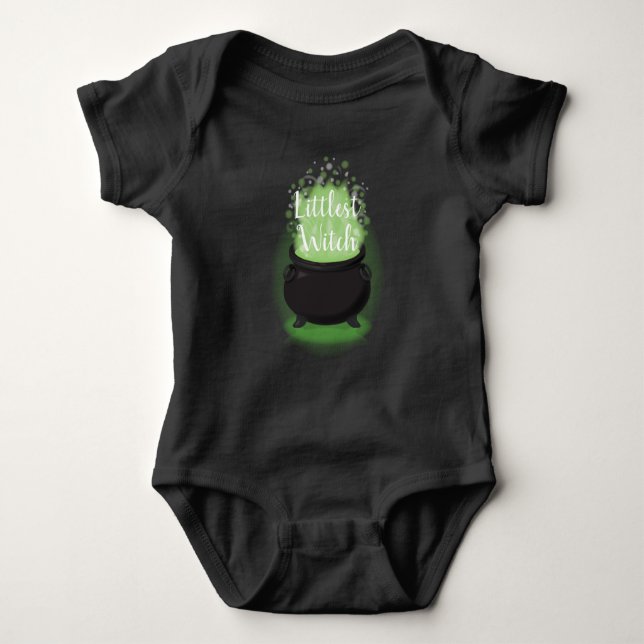 Baby Braut Hexendusche Halloween Cauldron Strampler (Vorderseite)
