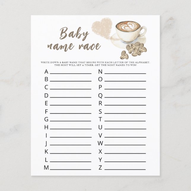 Baby braut Kaffee - Baby Name Race (Vorderseite)