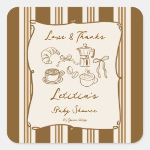 Baby braut Kaffee Baby Shower Favor Quadratischer Aufkleber