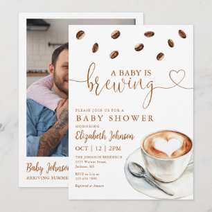 Baby Braut Kaffee Foto QR Code Dusche Einladung