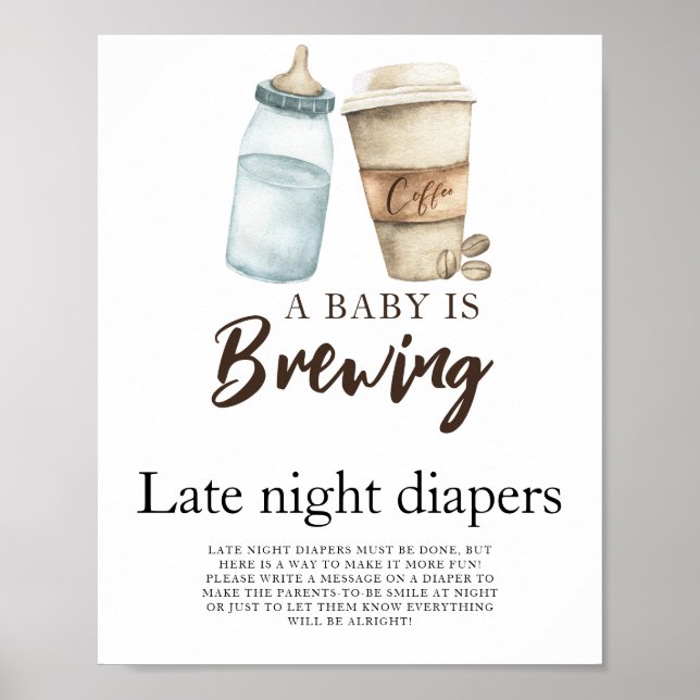 Baby braut Kaffee Late night diapers game Poster (Vorne)