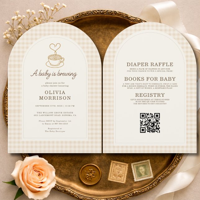 Baby braut Kaffee QR-Code Baby Shower Einladung (Von Creator hochgeladen)