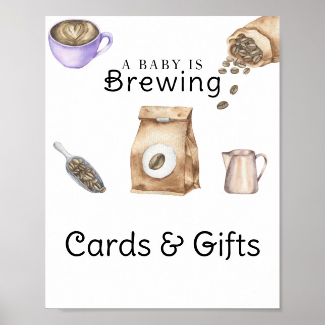 Baby braut Kaffeekarten und Geschenke Babydusche Poster (Vorne)