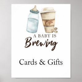 Baby braut Kaffeekarten und Geschenke Babydusche Poster