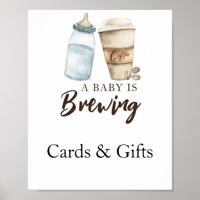 Baby braut Kaffeekarten und Geschenke Babydusche Poster (Vorne)